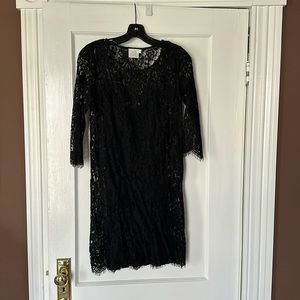 Anthropologie XS lace cocktail dress in black